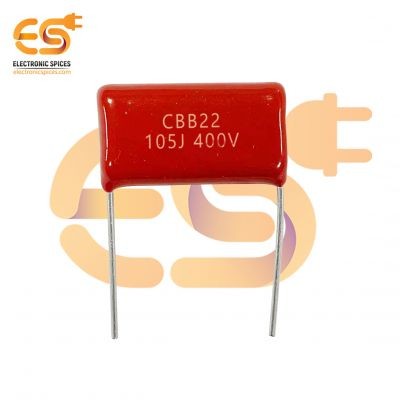 1.0μF 105J 400V CBB22 Metallized Polypropylene Film Capacitor Pack of 5pcs